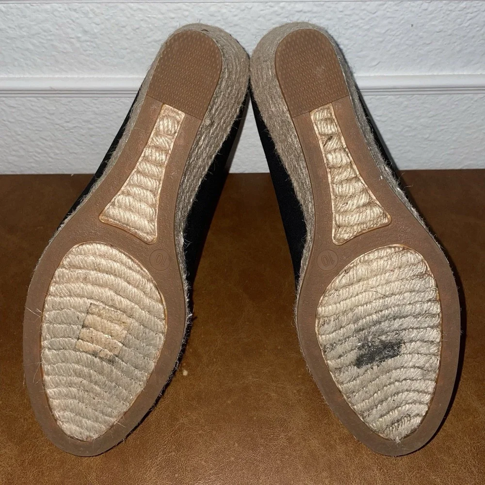 J. Crew Black Canvas Espadrille Wedge Heeled Shoes‎ Size: 10 Excellent Condition